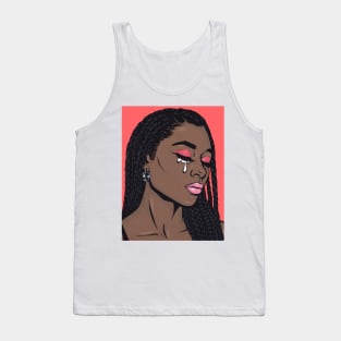 Coral Black Crying Comic Girl Tank Top